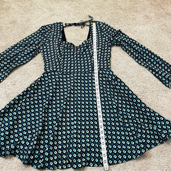 NWT! Band of Gypsies Band of the Free GENEVIEVE TEAL DIAMOND MINI DRESS. Large. - Picture 6 of 9